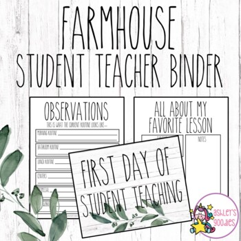 Preview of Farmhouse Student Teacher Binder