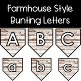 Farmhouse Style Distressed Wood Bunting Letters