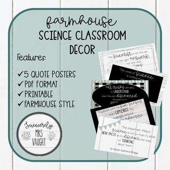 Preview of Farmhouse Style Science Quotes Posters / Classroom Decor