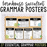 Farmhouse Succulent Themed Grammar Posters for Middle School ELA