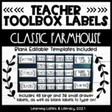 Farmhouse Teacher Toolbox Labels Classic Black n White Neu