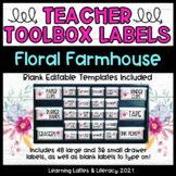 Farmhouse Teacher Toolbox Labels Floral Shiplap Labels Cla