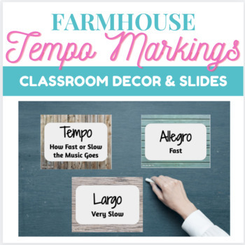 Preview of Farmhouse Tempo Slides and Middle School Choir Room Decor