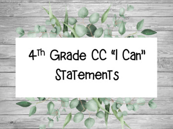 Preview of Farmhouse Theme 4th Grade Math "I Can" Posters