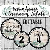 Farmhouse Theme Book Bin Labels and Classroom Labels -EDITABLE-