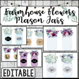 Farmhouse Theme Bulletin Board Mason Jars with Flowers Dis