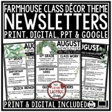 Farmhouse Theme Classroom Decor Digital Weekly Newsletter 