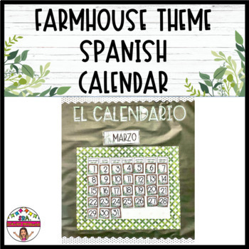 Preview of Farmhouse Theme Spanish calendar