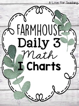 Preview of Farmhouse Themes Daily 3 Math I Charts {Editable}
