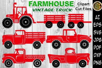 Preview of Farmhouse Vintage Truck SVG Clipart Cut Files