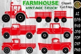 Farmhouse Vintage Truck SVG Clipart Cut Files