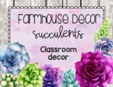 Farmhouse Watercolor Succulents Classroom Decor Editable