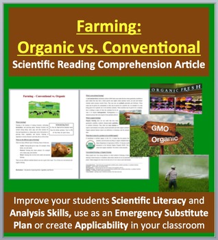 Preview of Farming: Organic vs. Conventional - Science Reading Article - Grade 8 and Up