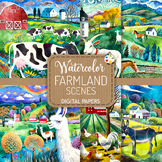 Farmland Scenes - Transparent Watercolor Digital Paintings