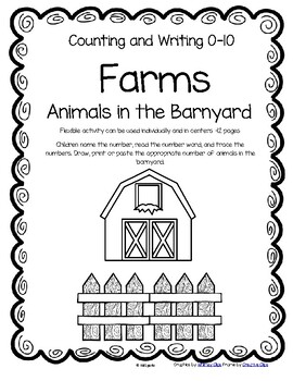 Preview of FARM ANIMALS Counting to 10 Tracing Recognition Cut and Paste Make a Booklet