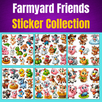 Preview of Farmyard Friends Sticker Collection for Children.