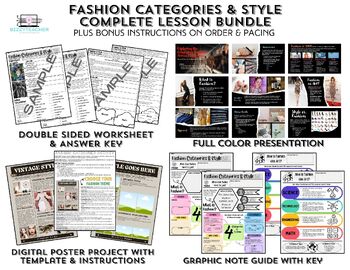 Preview of Fashion Categories & Style (COMPLETE LESSON) Bundle