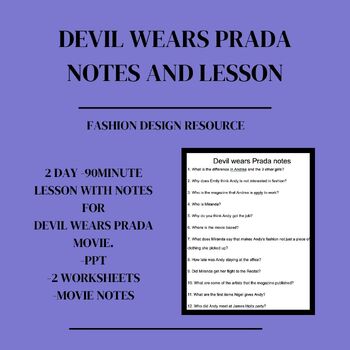 Preview of Fashion Design- Devil Wears Prada Movie Lesson