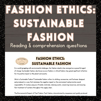 Preview of Fashion Ethics: Sustainable fashion - study unit