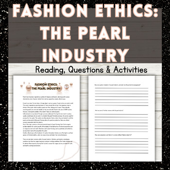 Preview of Fashion Ethics: The Pearl Industry - Fashion design study unit- Ethical Fashions