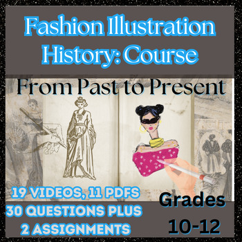 Preview of Fashion Illustration history course with research and art assignment