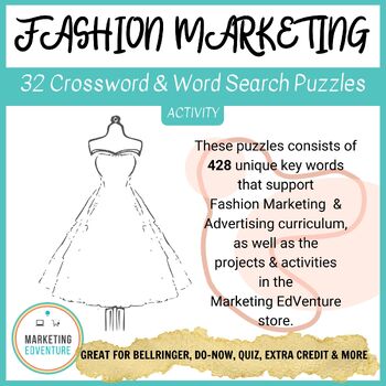 Preview of BUNDLE | 32 Fashion Marketing & Advertising Crossword & Word Search Puzzles