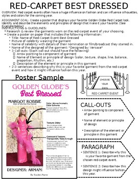 Preview of Fashion Red-Carpet Design Elements & Principles Poster Activity PPT -  Met Gala