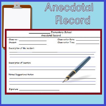 Fast Easy Anecdotal Record Form by Christine's Teacher Treats | TpT