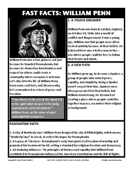 Preview of Fast Facts: WILLIAM PENN