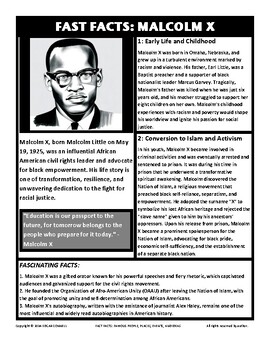 Preview of Fast Facts: MALCOLM X