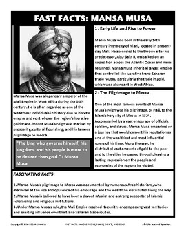 Preview of Fast Facts: MANSA MUSA