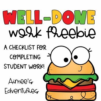 Preview of Fast Finisher Checklist Well Done Work | Classroom Management | FREEBIE