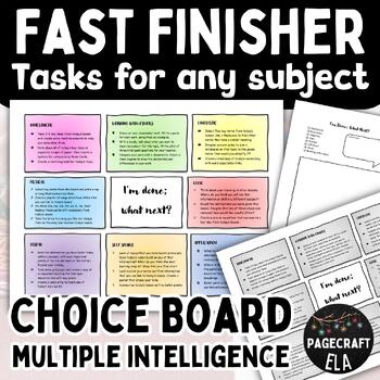 Preview of Fast Finisher Choice Board | Multiple Intelligence Extensions | Any Subject