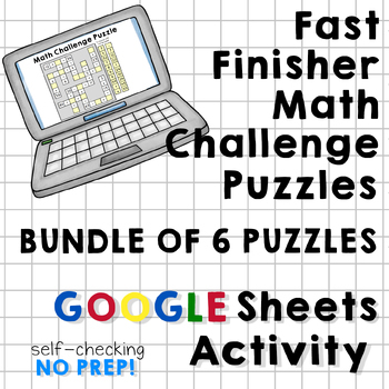 Preview of Fast Finisher Math Challenge Problem Puzzle BUNDLE Self Checking Self Grading