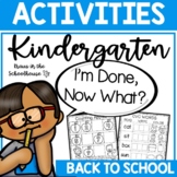 Fast Finishers Kindergarten Back to School Activity Sheets
