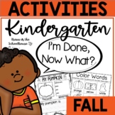 Fast Finishers Kindergarten Fall Worksheets and Activity Sheets