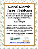 Fast Finishers: Word Worth/ Word Value