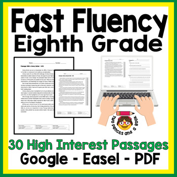 Preview of Fast Fluency for Eighth Grade: Fluency Tracking:  10 Minutes a Day: 30 Passages