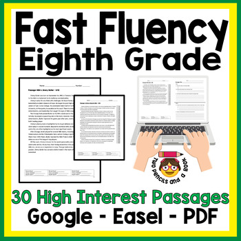 Preview of Fast Fluency for Eighth Grade with Fluency Tracking 10 Minutes a Day 30 Passages