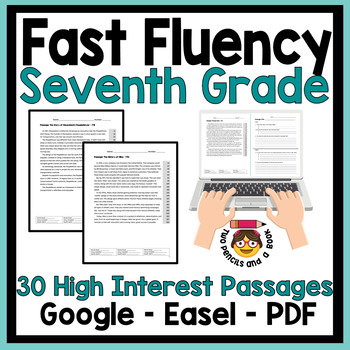 Preview of Fast Fluency for Seventh Grade withFluency Tracking 10 Minutes a Day 30 Passages