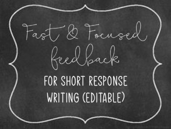 Preview of Fast & Focused Feedback for Short Response Writing