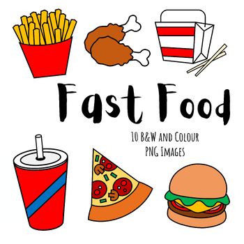 Fast Food Clipart - B&W and Colour PNG Images Personal and Commercial Use