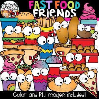 Preview of Fast Food Friends Clipart {Happy Food Clipart}