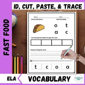 Preview of Fast Food Functional Sight Word Spelling Vocabulary Scramble Literacy Worksheets