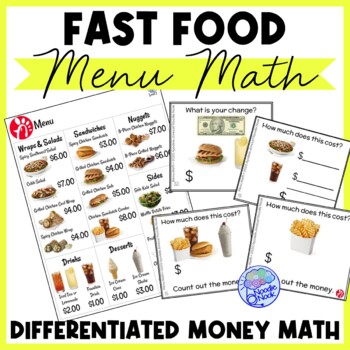 Preview of Fast Food Menu Math (Best Chicken!) for Special Education and Early Elem.