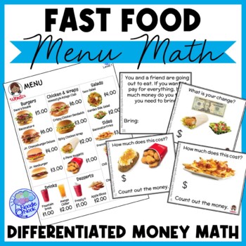 Preview of Fast Food Menu Math - Burgers for Special Education and Early Elem