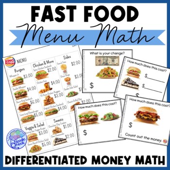 Preview of Fast Food Menu Math - KING BURGERS for Special Education and Early Elementary