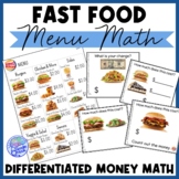 Fast Food Menu Math - KING BURGERS for Special Education a