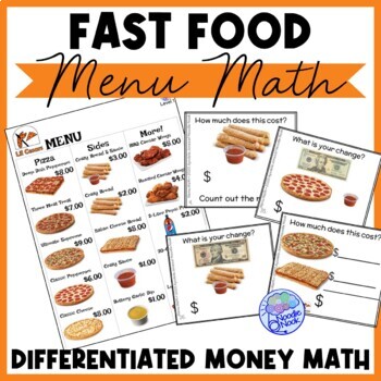 Preview of Fast Food Menu Math- LIL PIZZA for Special Education and Early Elementary