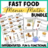Fast Food Menu Math PRINTABLE Bundle - Money Math for Spec